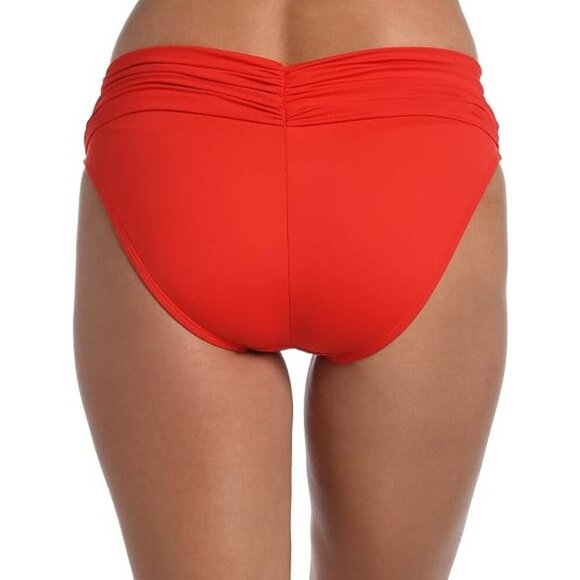 La Blanca 'Island Goddess' Shirred-Band Bikini Swimsuit Bottom, Cherry - Picture 2 of 2